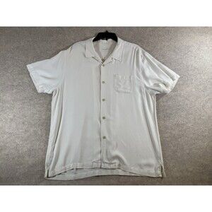 Tommy Bahama Button Up Shirt Men’s White XL Extra Large Silk Short Sleeve